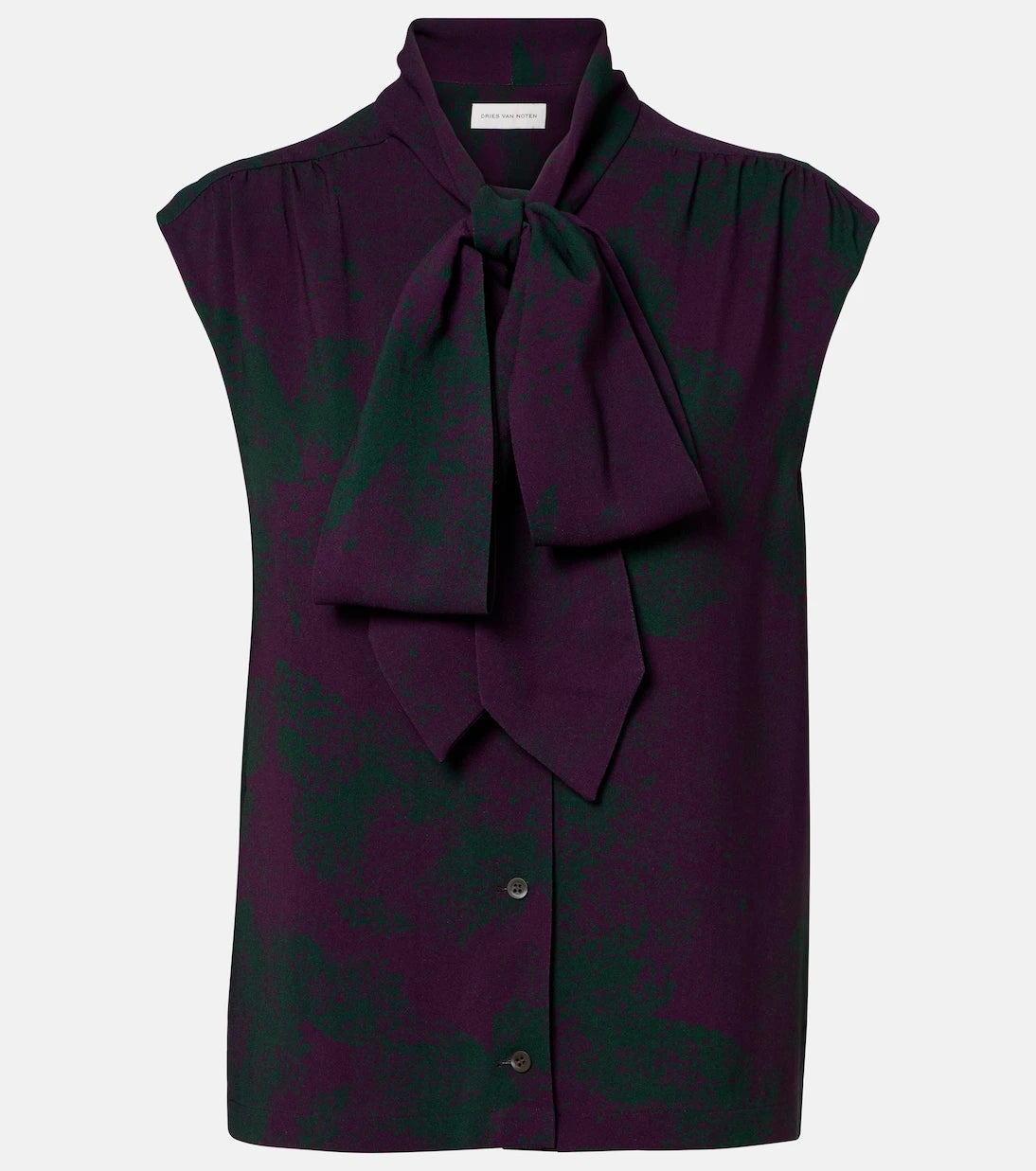 Dries Van Noten - Printed tie-neck top