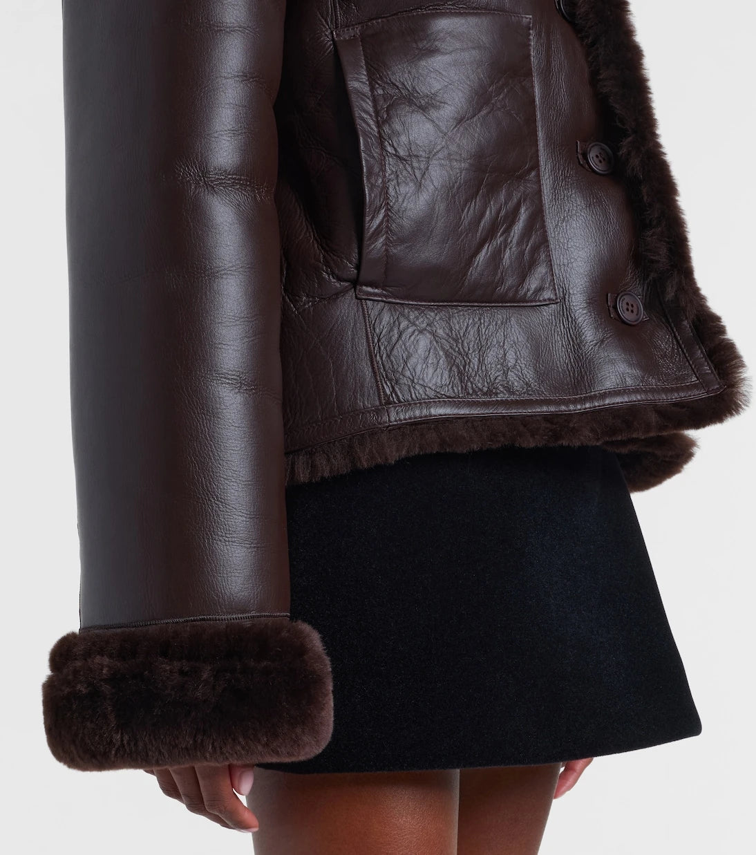 David Koma - Reversible shearling and leather jacket