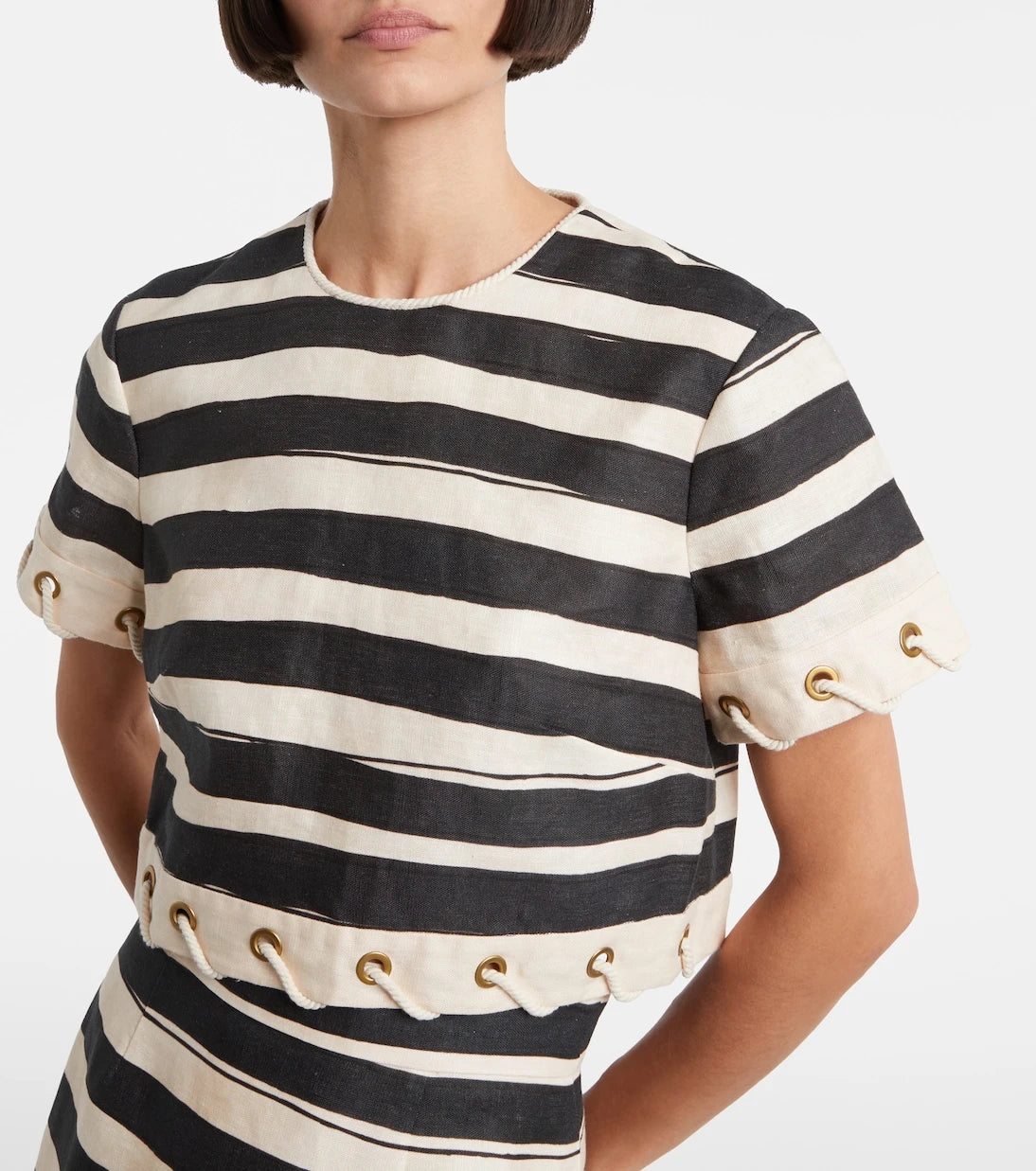 Zimmermann - Rebellion striped linen crop top