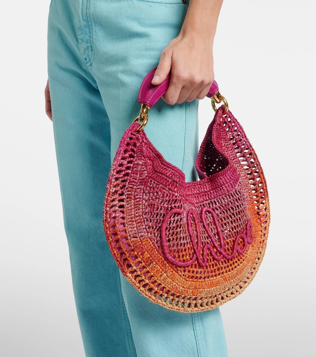 Chloé - Summer Banana Medium raffia shoulder bag