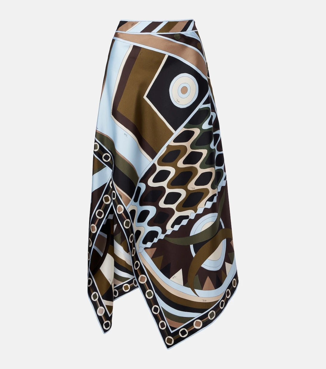 Pucci - Vivara asymmetric silk twill midi skirt