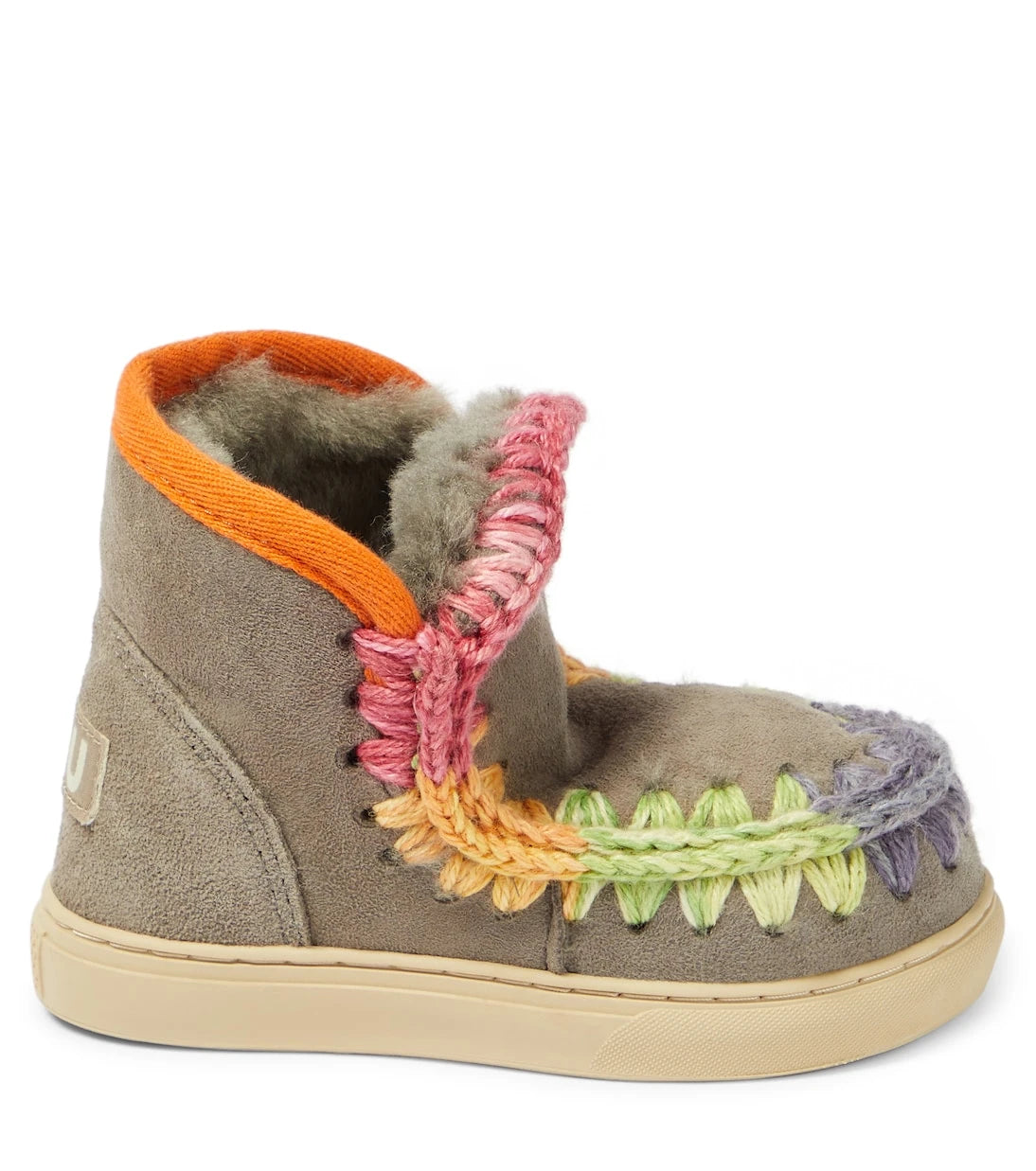 Mou Kids - Crochet-trimmed suede sneakers