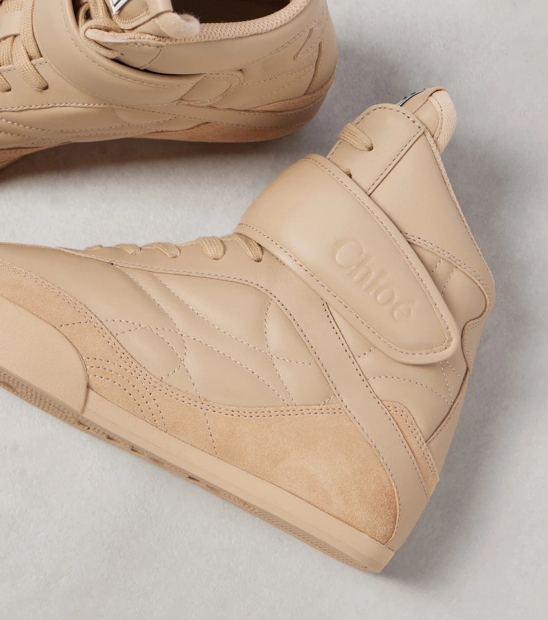 Chloé - Kick suede-trimmed leather high-top sneakers