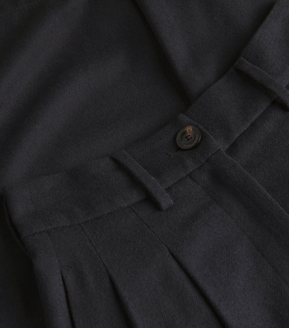 Colombo Kid Cashmere Pleated Wide-Leg Trousers