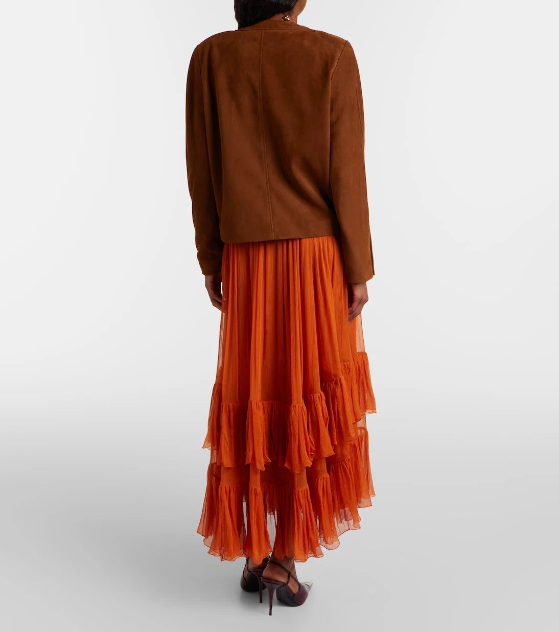 Saint Laurent - Ruffled sheer silk maxi skirt