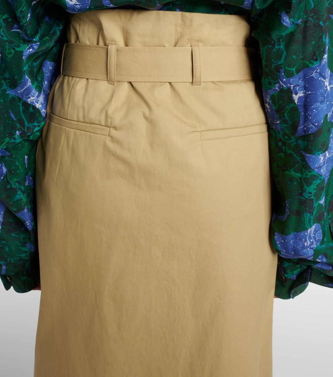 Dries Van Noten - Belted pleated cotton midi skirt