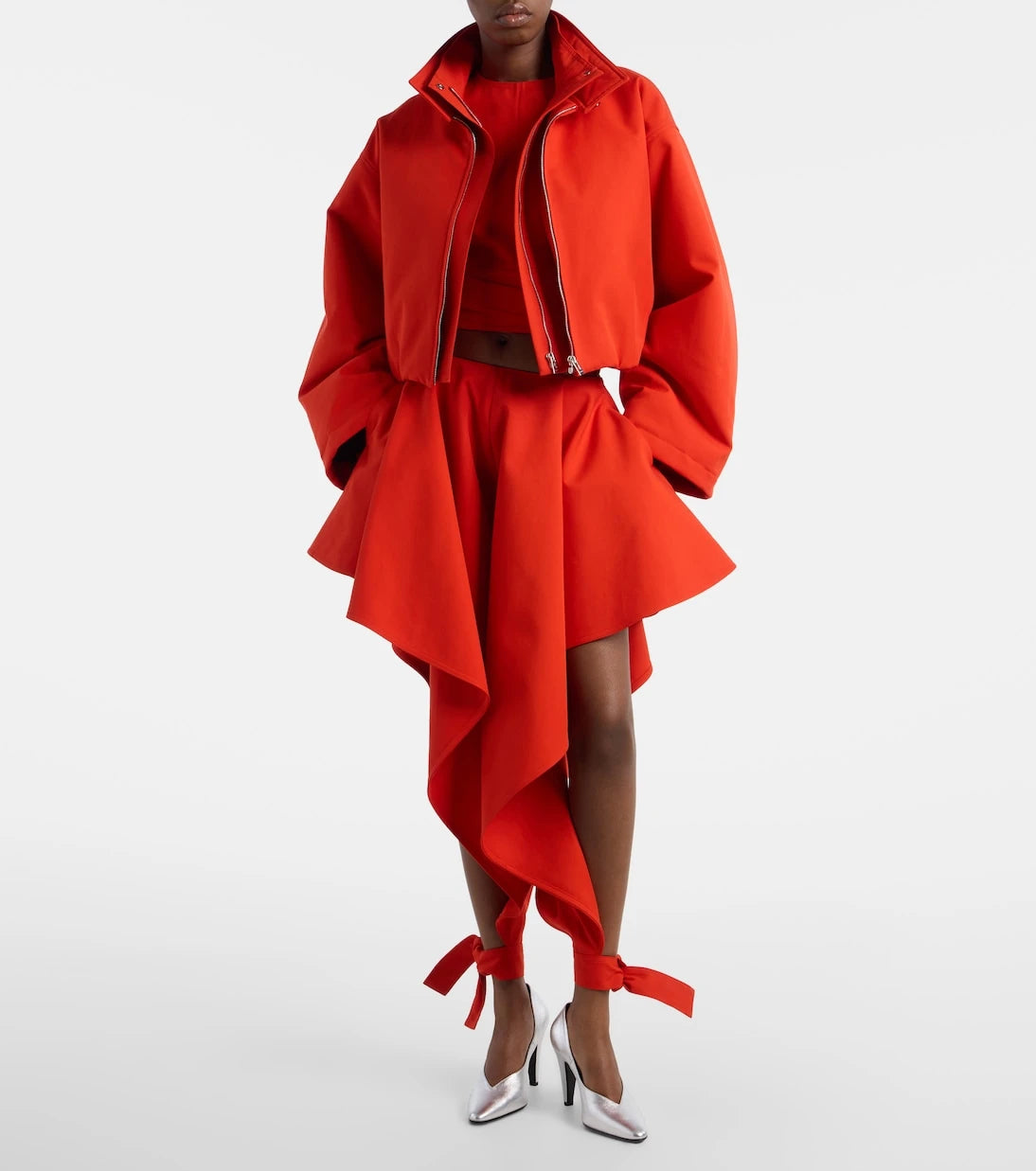 Alaïa - Ruffled cotton gabardine tapered pants