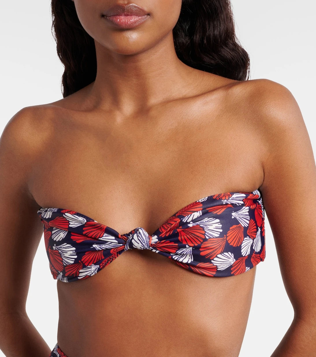 Same - Knotted printed bandeau bikini top