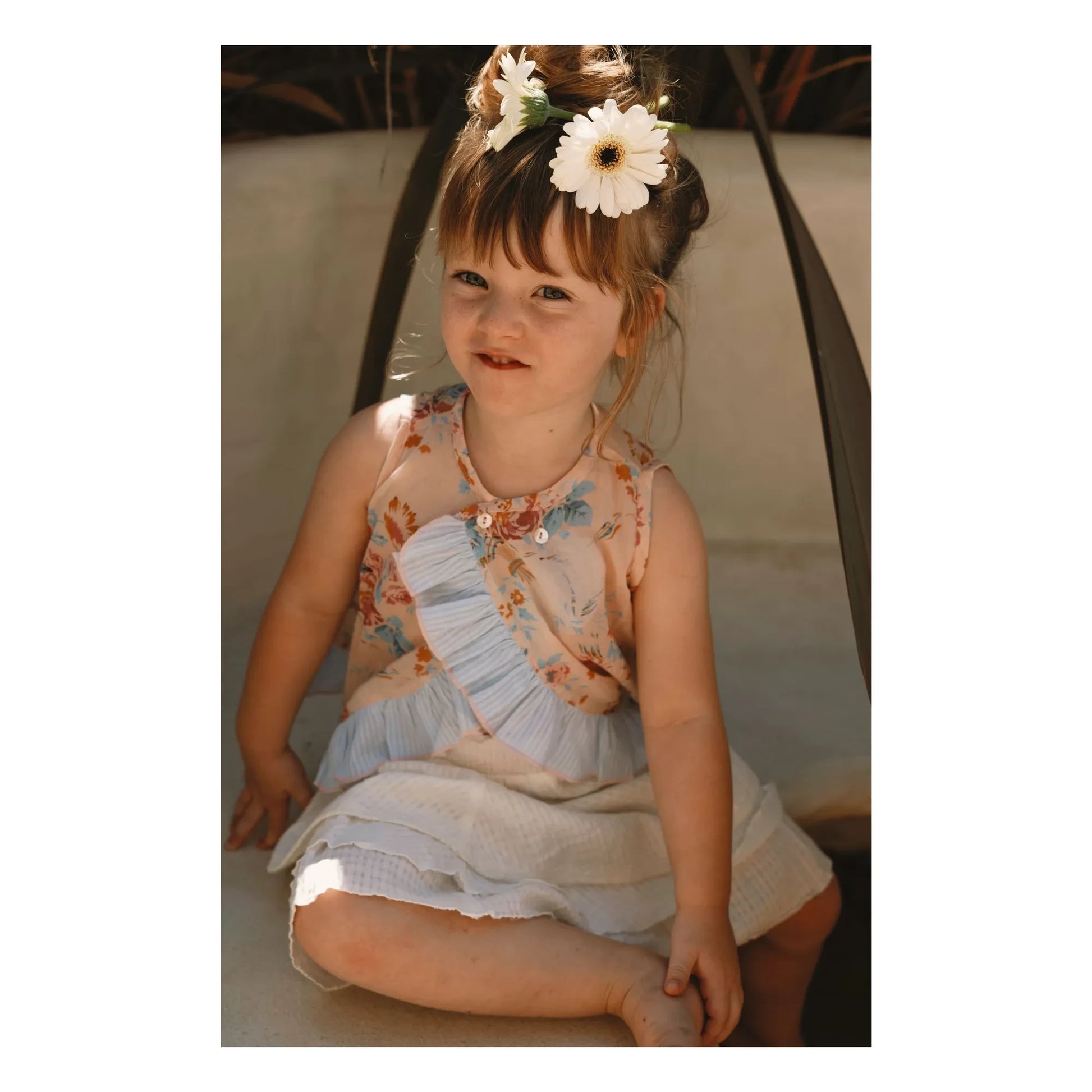 Lilinoa - Top Cache-Cœur Iris Fleuri Voile de Coton | Peach