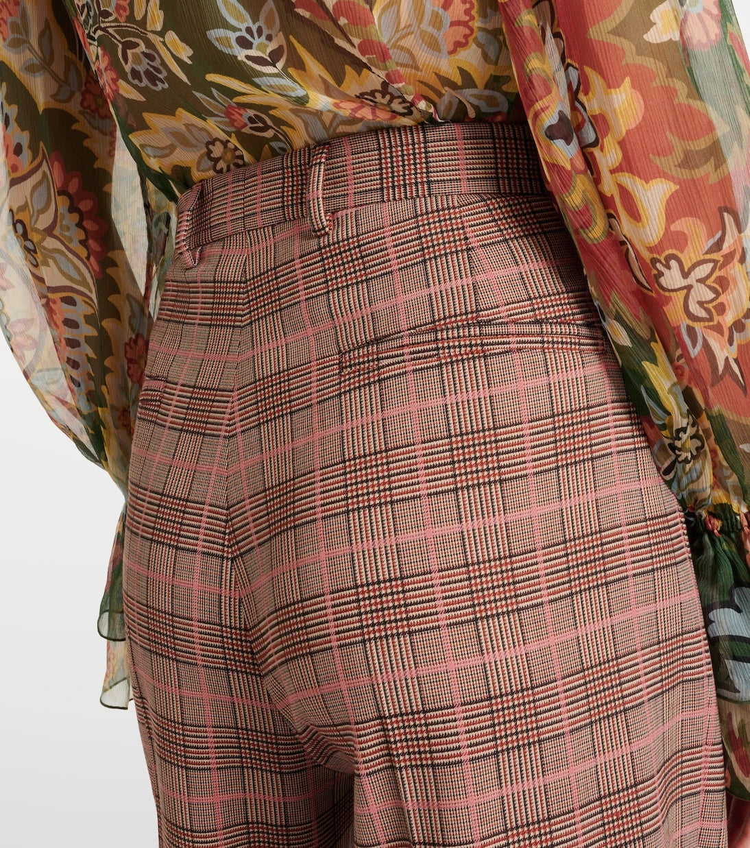Etro - Checked high-rise wide-leg pants