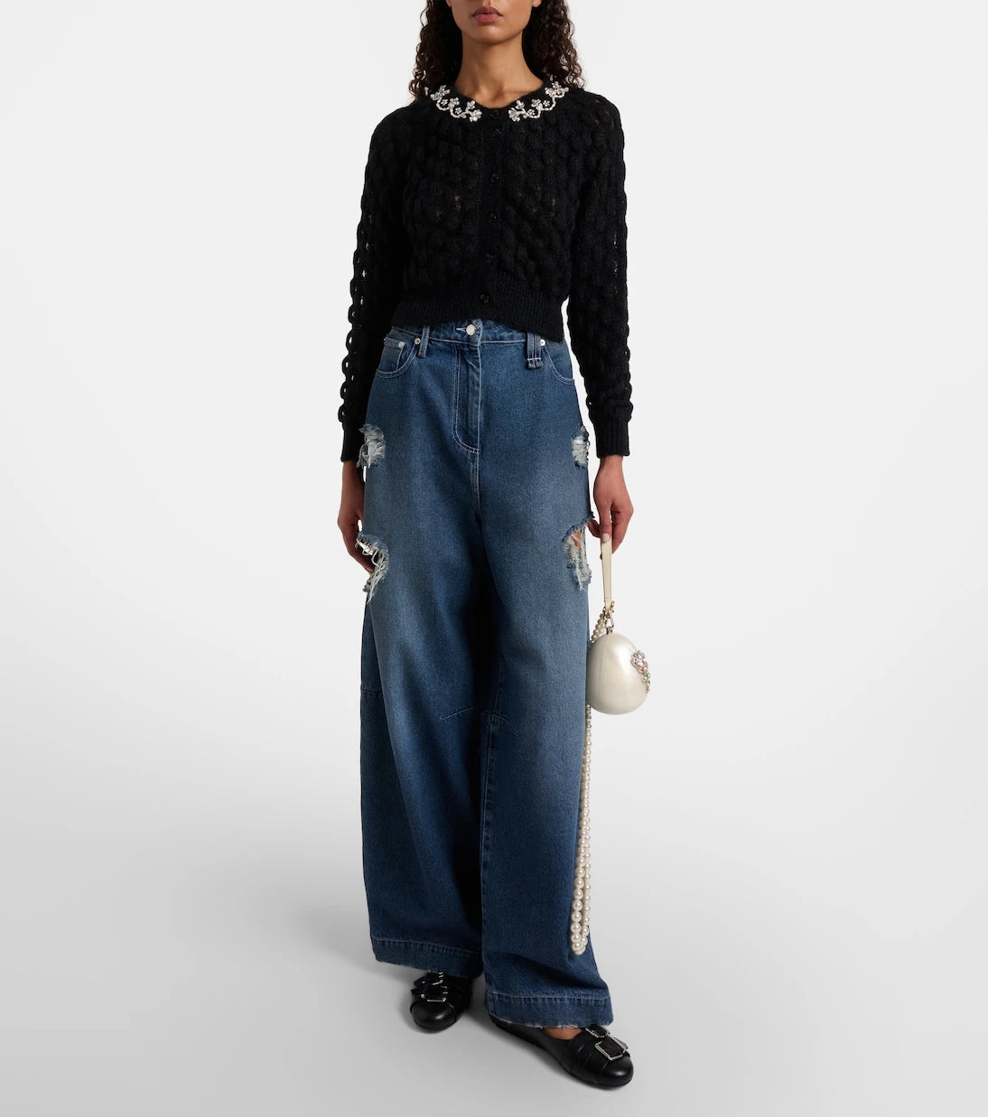 Simone Rocha - Embellished mohair-blend cardigan