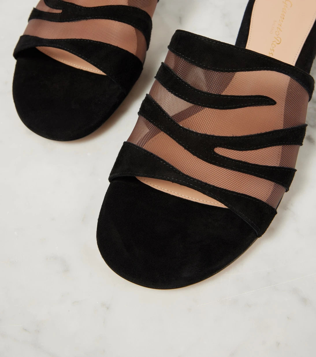 Gianvito Rossi - Tigra suede and mesh slides