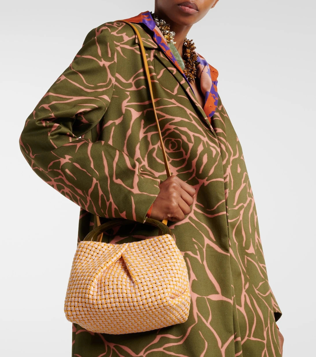 Dries Van Noten - Woven raffia-effect top-handle bag