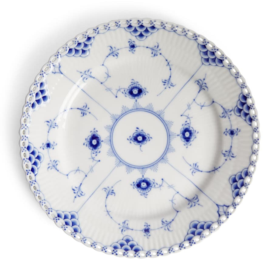 Blue Fluted Full Lace Plate (19cm)