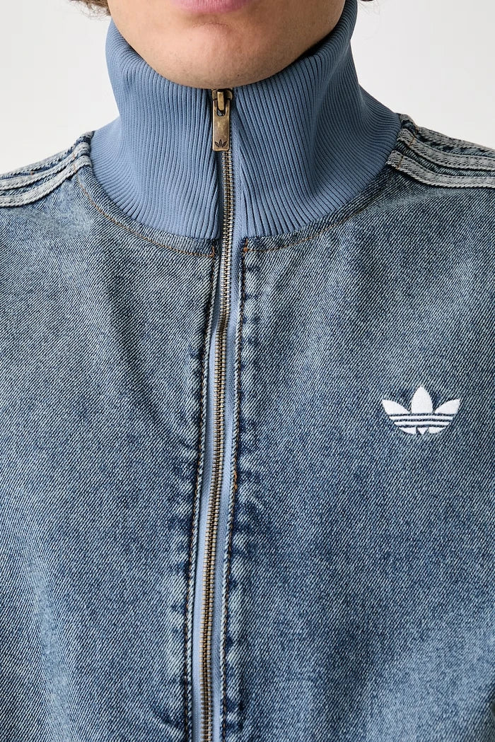 adidas Originals erkek fermuarlı denim Firebird Adicolor Denim kapüşonlu üst