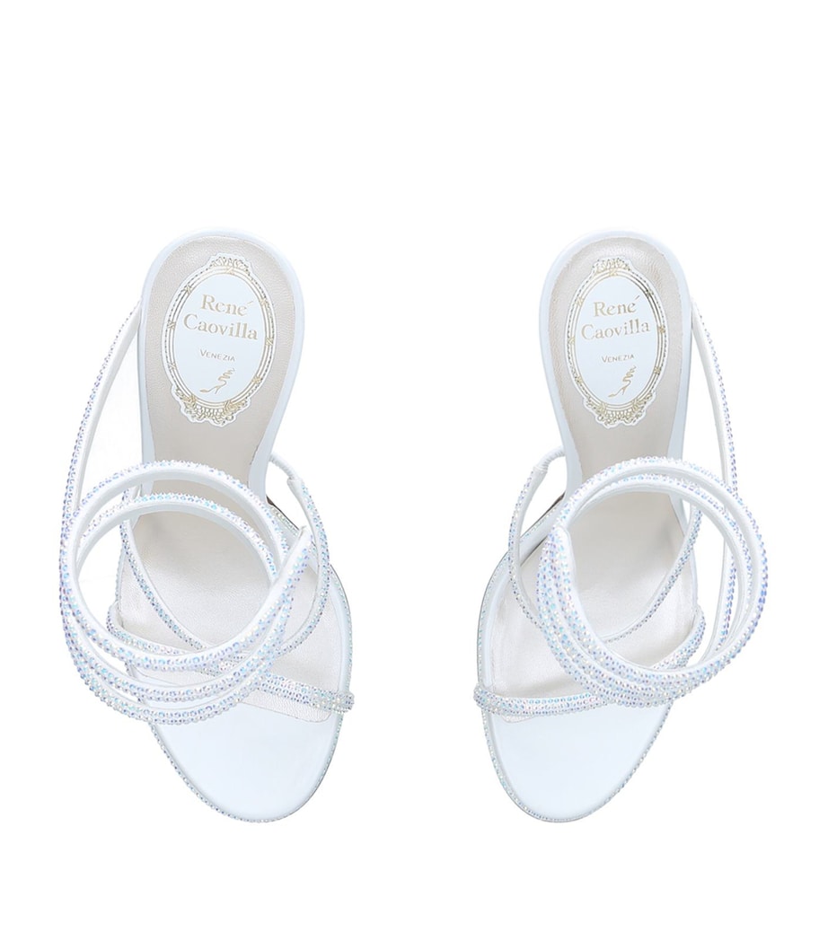 René Caovilla White Embellished Cleo Sandals 105