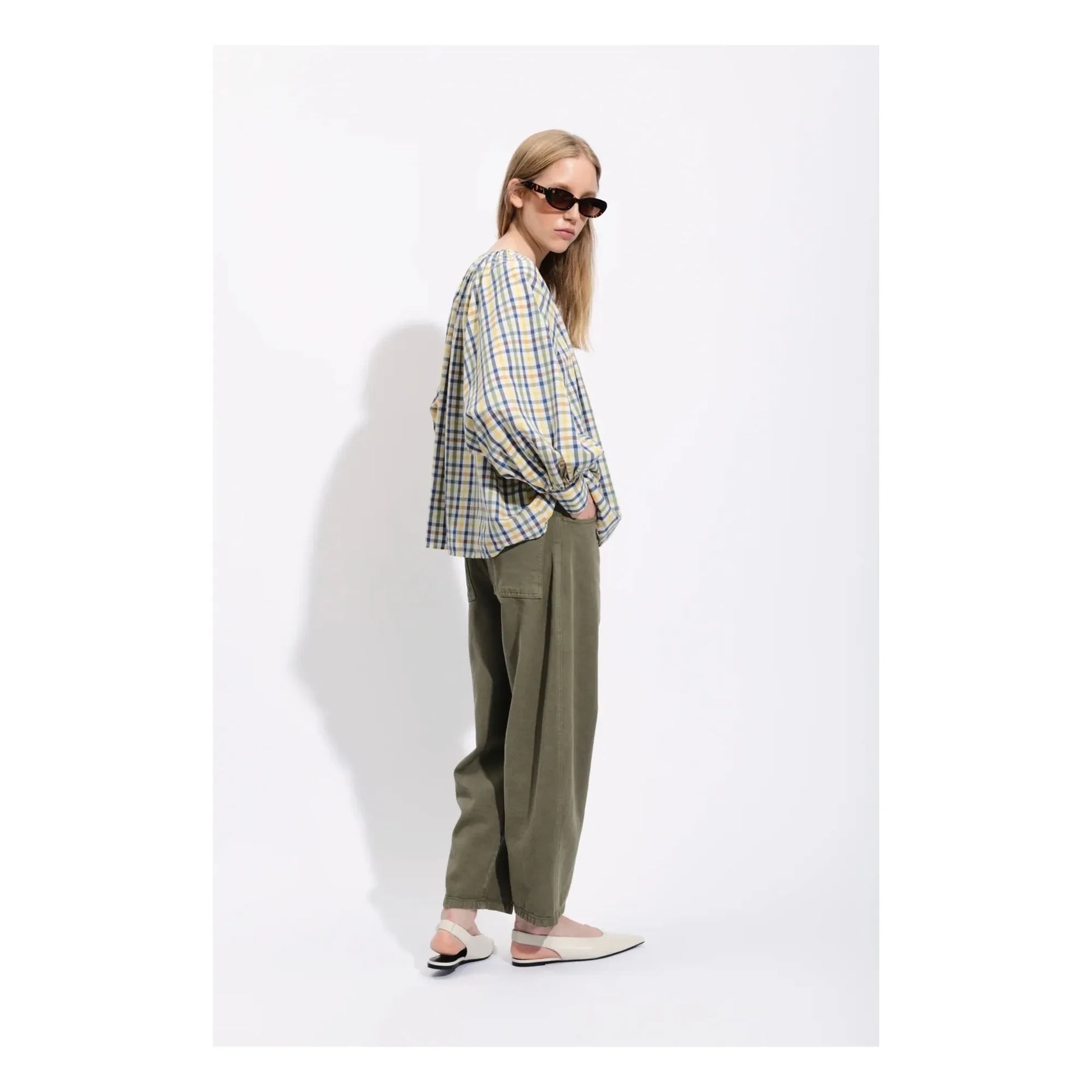 BELLEPIECE - Ernesto Cotton plaid blouse | Blue