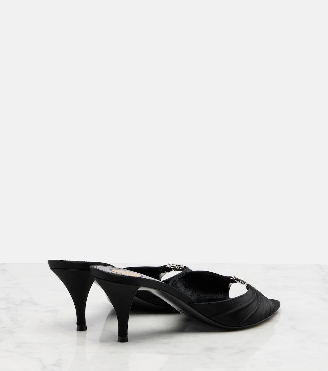 Saint Laurent - Jerry 60 embellished crêpe satin mules