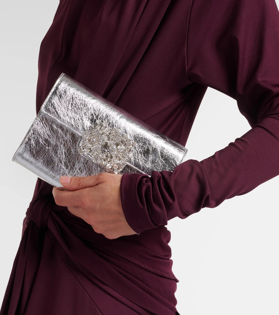 Roger Vivier - Efflorescence Mini metallic leather clutch