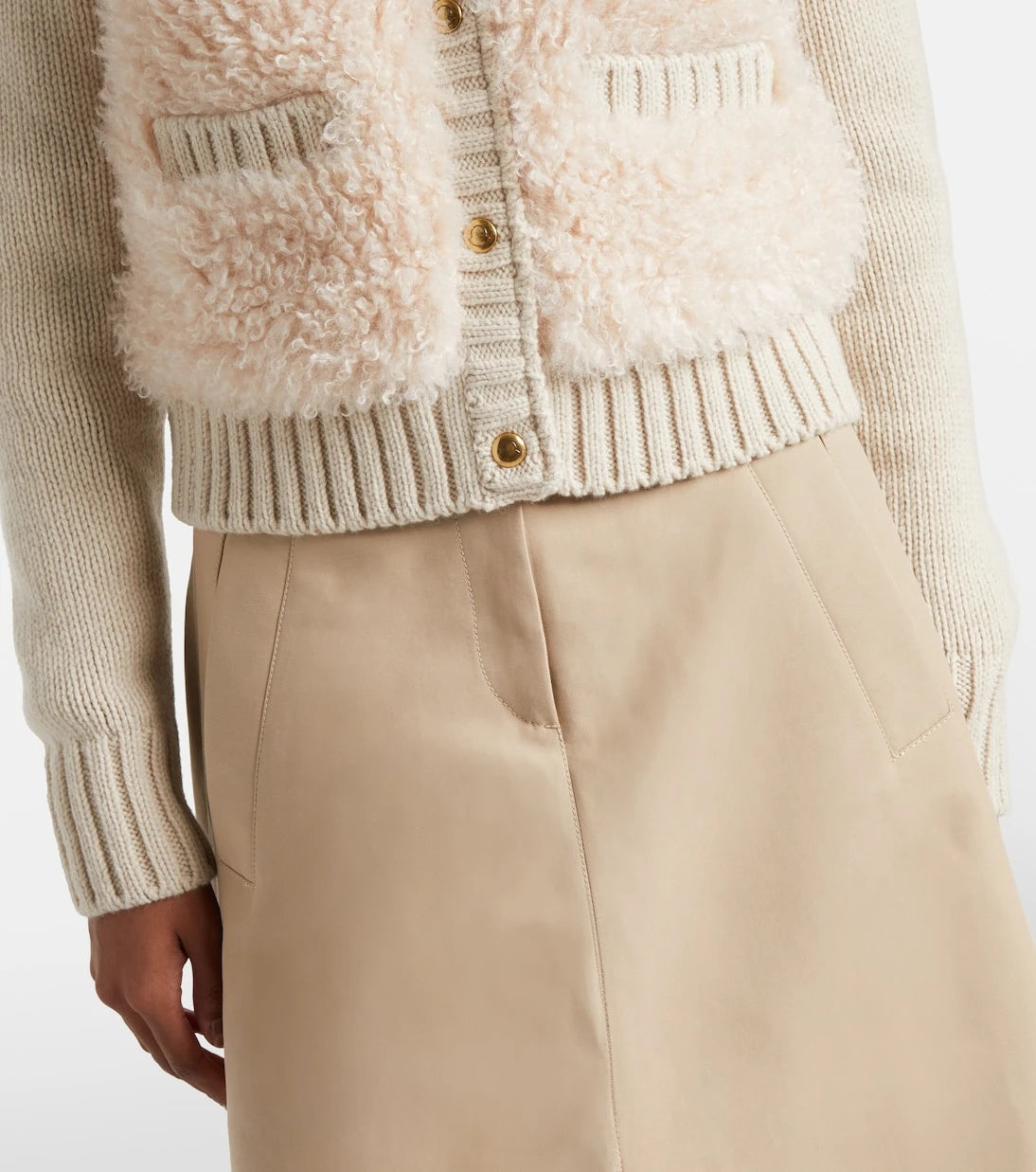 Moncler - Down-paneled wool and teddy cardigan