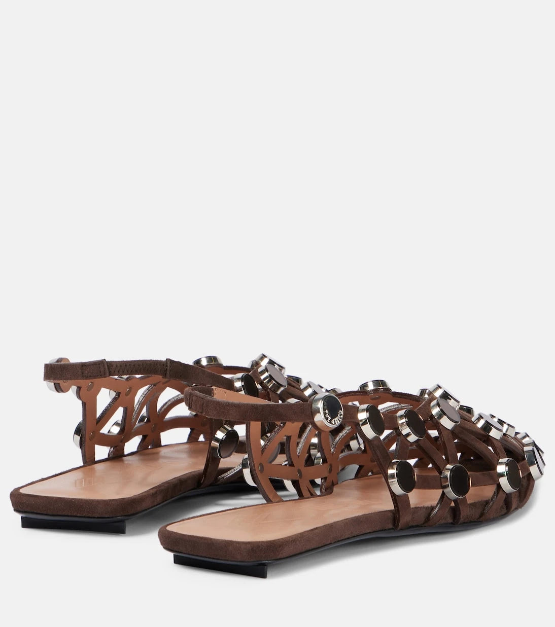 The Attico - Grid embellished suede slingback flats