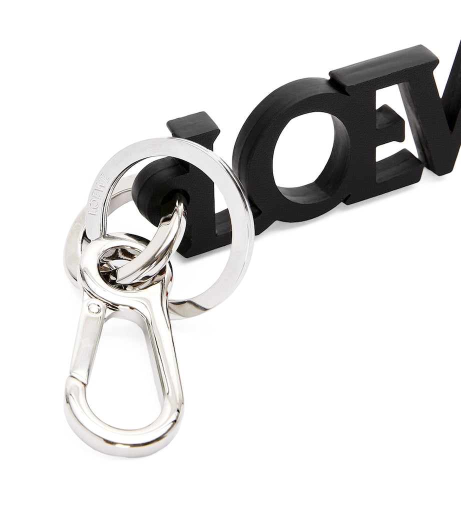 Black Leather Logo Keychain