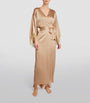 Silk Gina Long Robe ALMOND/GOLD