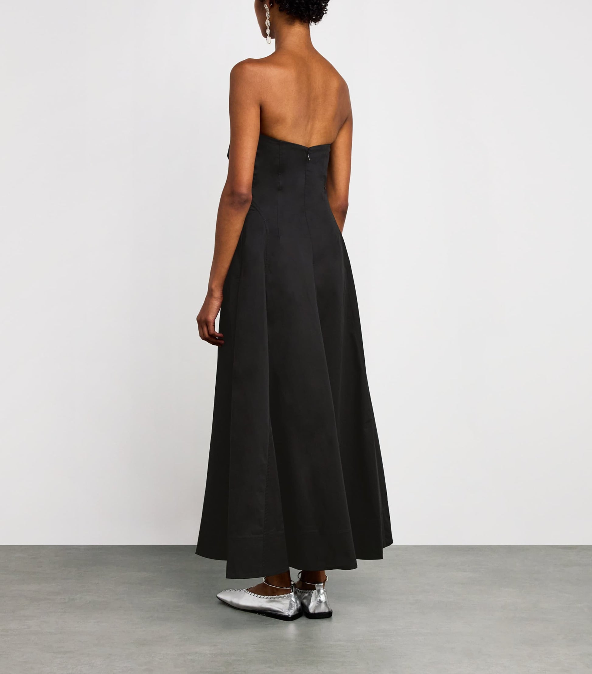 St. Agni Black Organic Cotton-Blend Strapless Maxi Dress