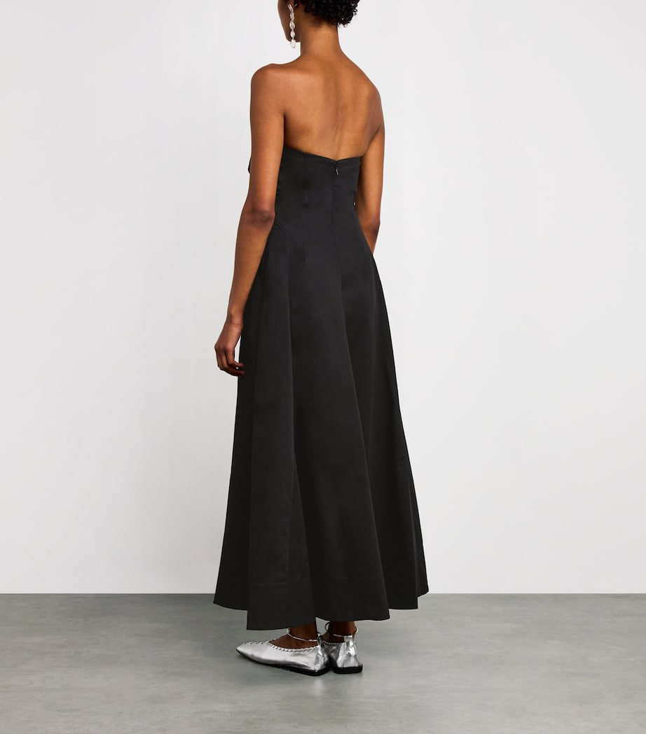 St. Agni Black Organic Cotton-Blend Strapless Maxi Dress