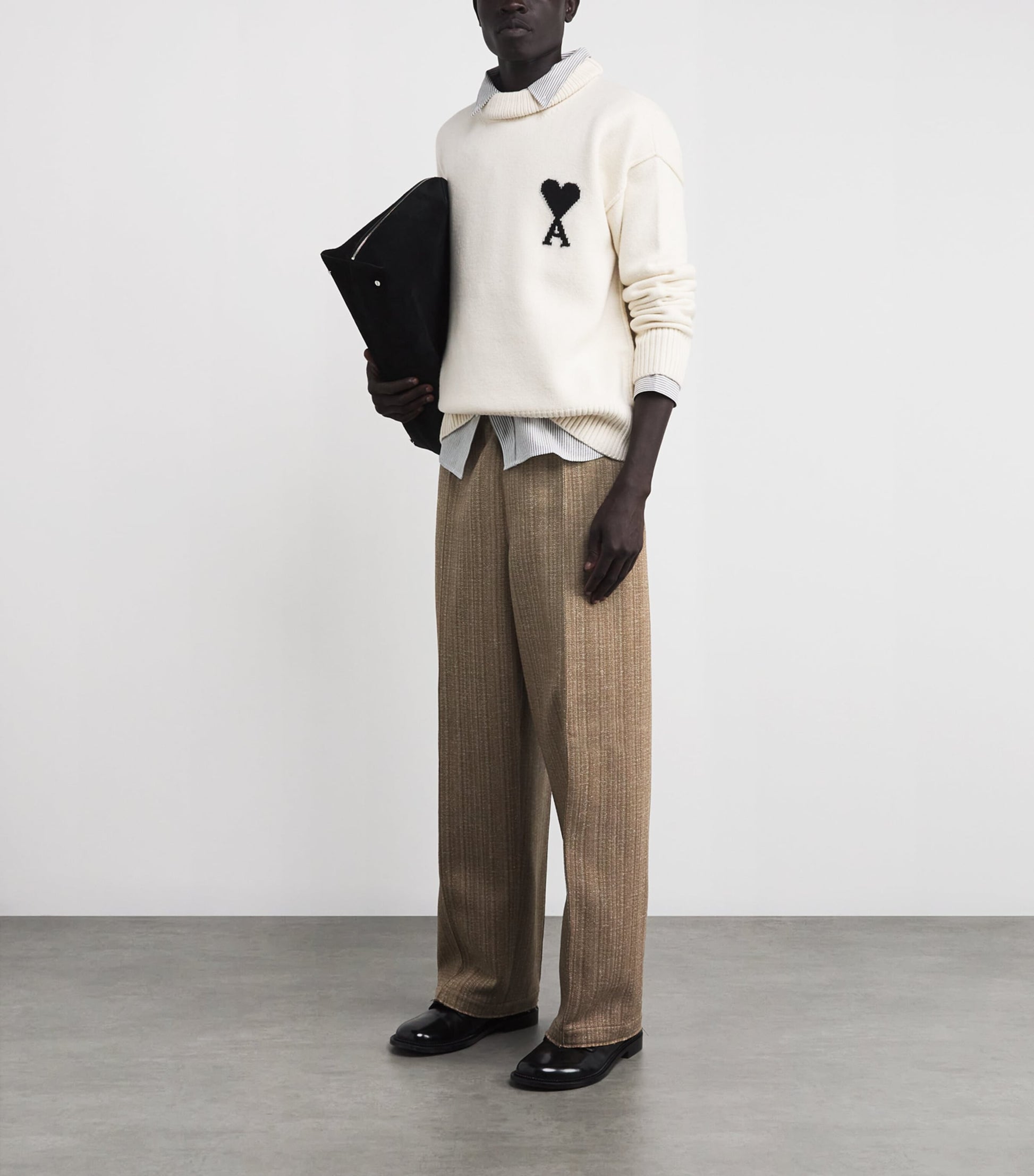 AMI Paris Wool-Blend Elasticated Wide-Leg Trousers