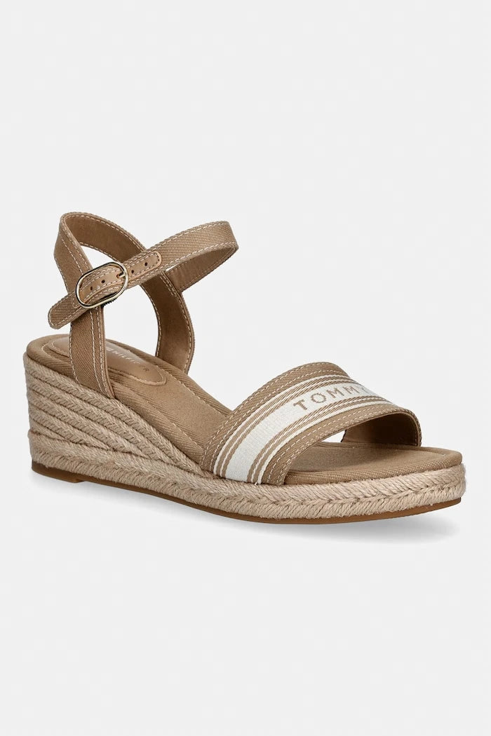Tommy Hilfiger Platforma Sandalet Mid Wedge Espad Webbing