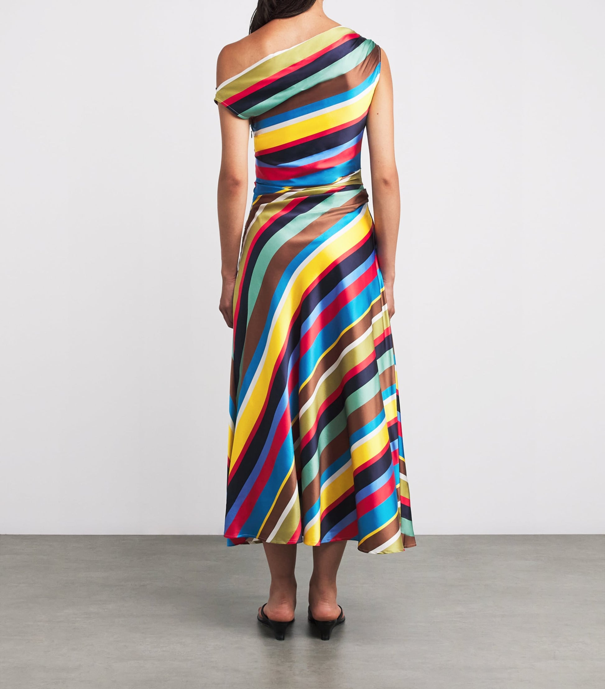 STAUD Multi Silk-Blend Phare Midi Dress