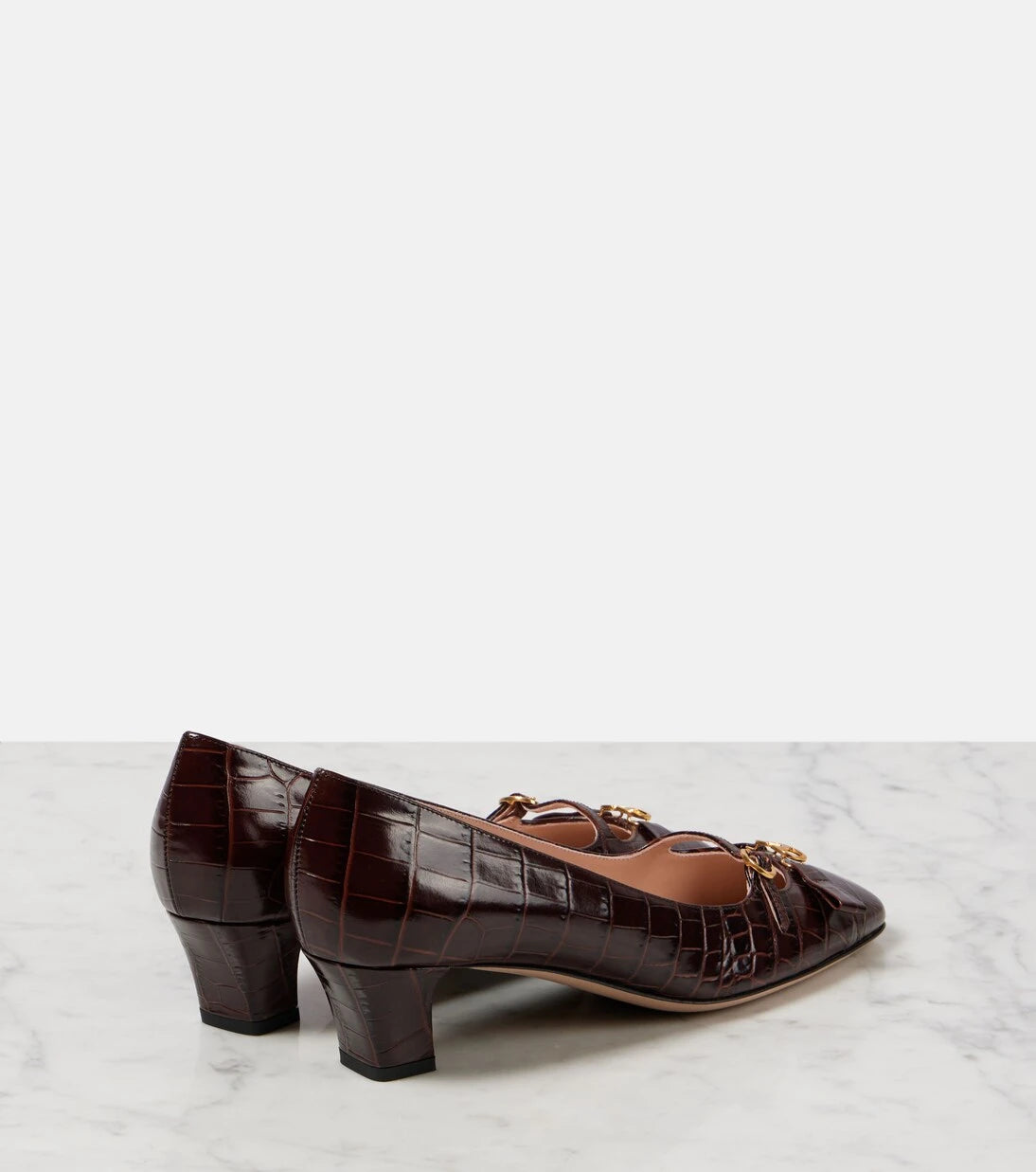Valentino Garavani - Bowow 45 croc-effect leather pumps