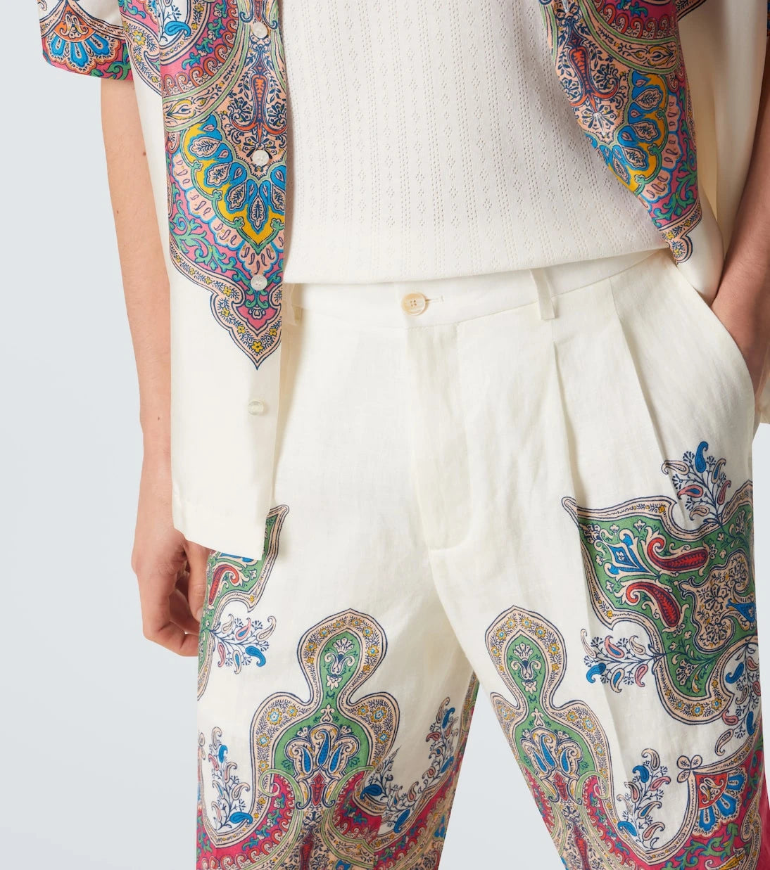 Etro - Paisley linen Bermuda shorts