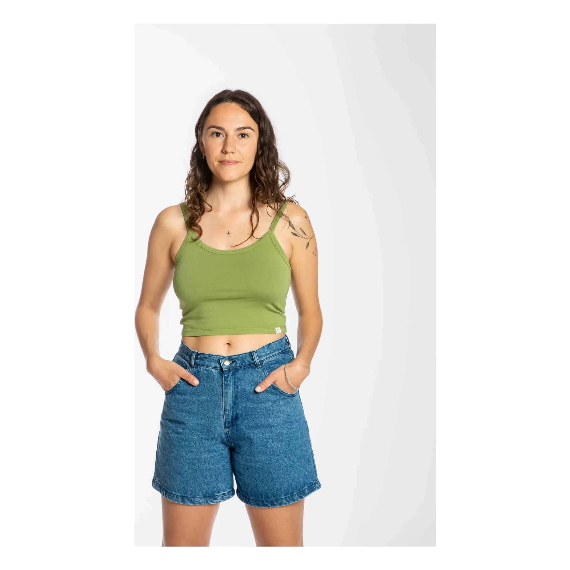 Matona - Organic Cotton Crop Tank Top | Olive
