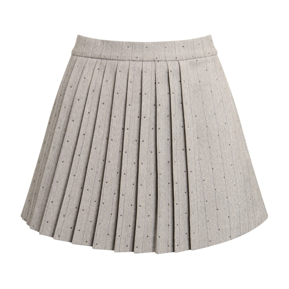 Maje Black Stripe Rhinestone-Embellished Skort