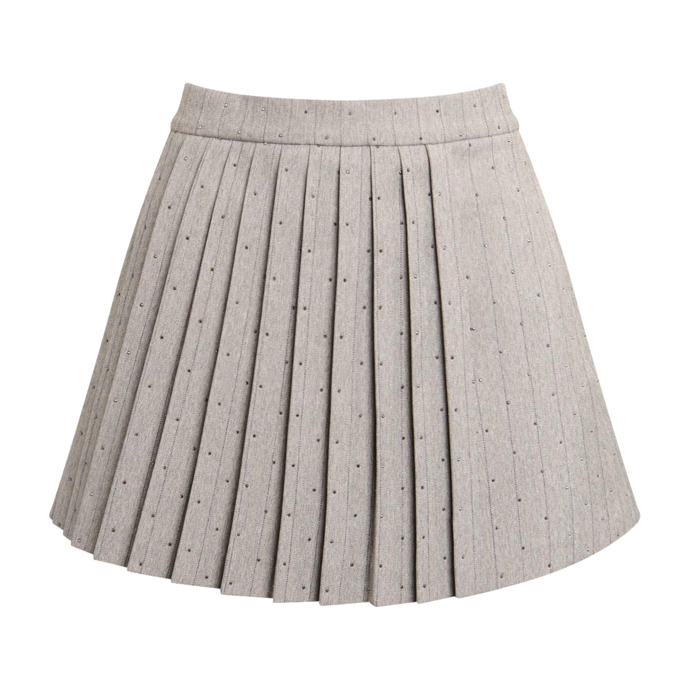Maje Black Stripe Rhinestone-Embellished Skort