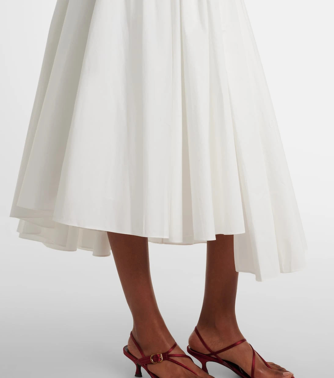 Self-Portrait - Cotton poplin midi skirt