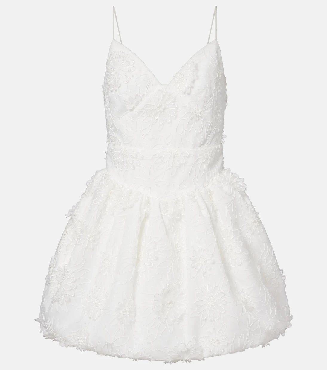 Self-Portrait - Floral-appliqué organza minidress