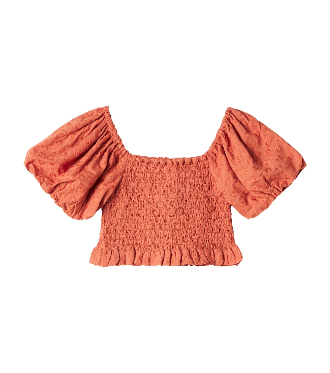 Rylee + Cru - Trixie embroidered shirred cotton top