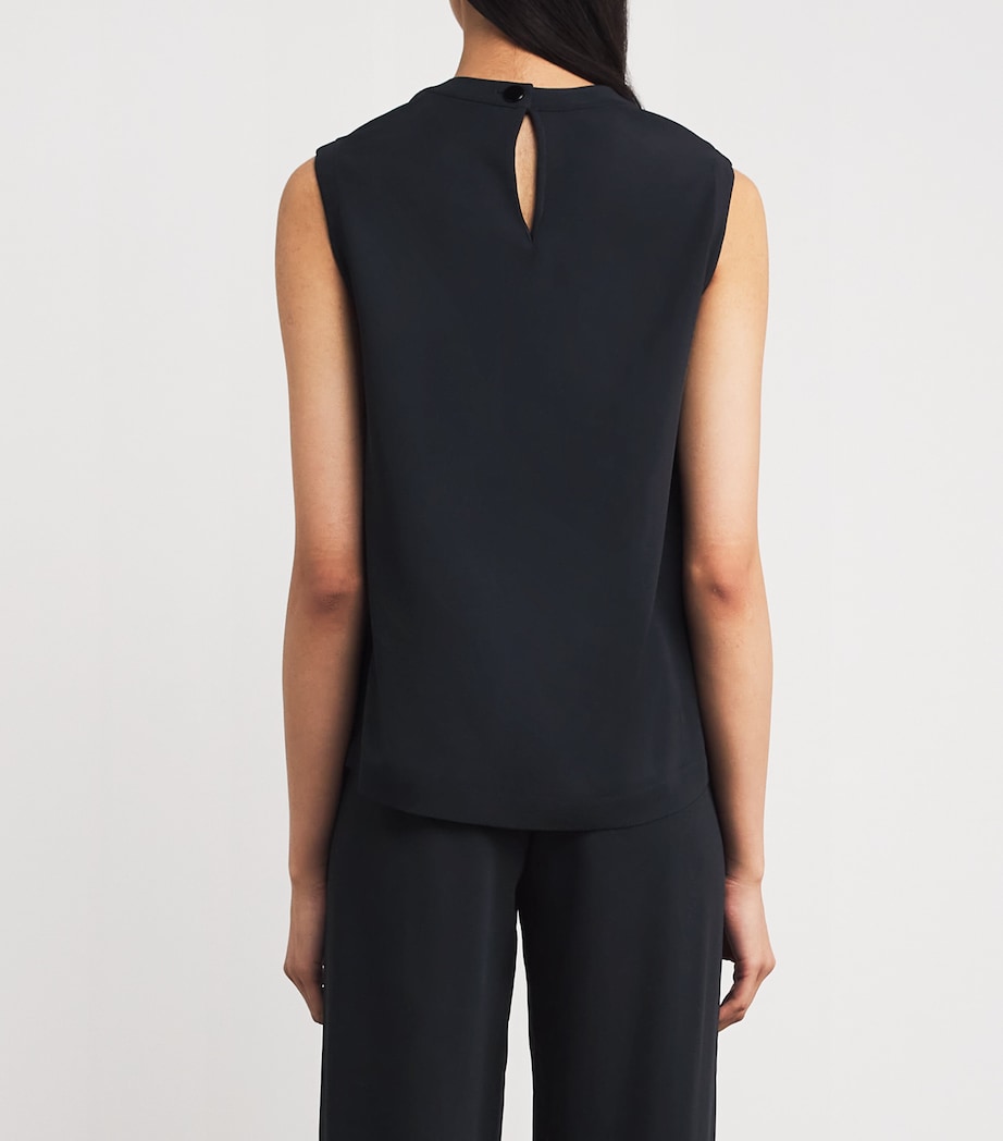 Navy Sleeveless Tailored Blouse