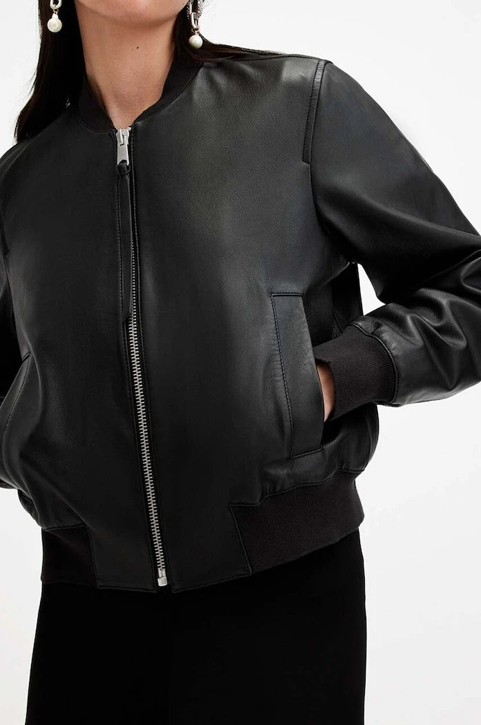 Кожено яке AllSaints ORTEN BOMBER JACKET