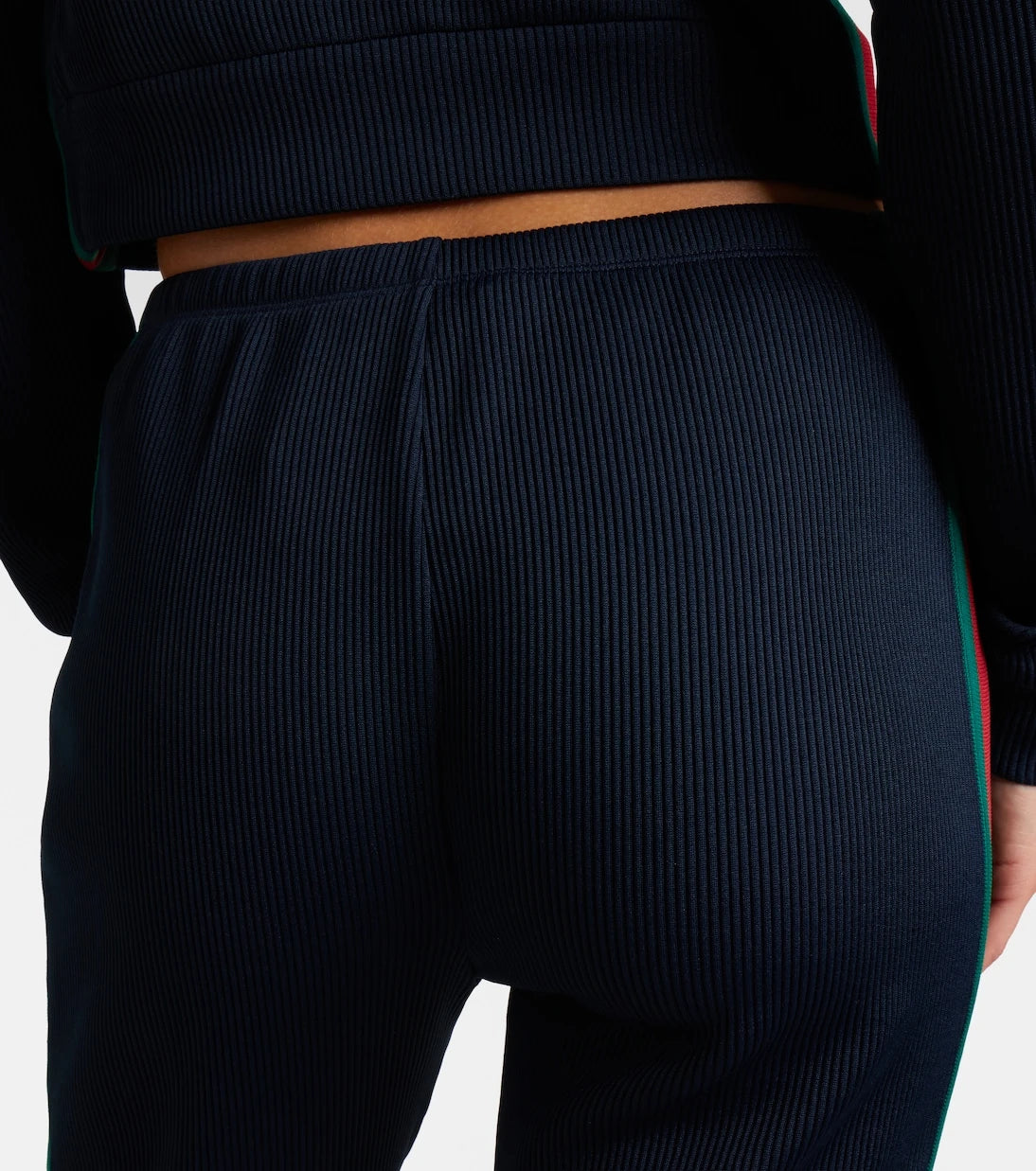 Gucci - Web Stripe ribbed-knit jersey capri pants