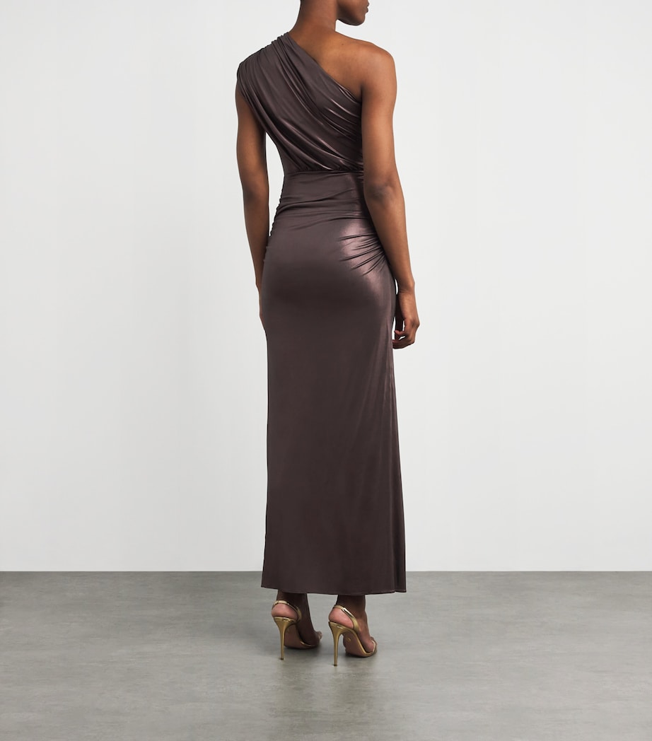 LAPOINTE Brown One-Shoulder Ruched Maxi Dress