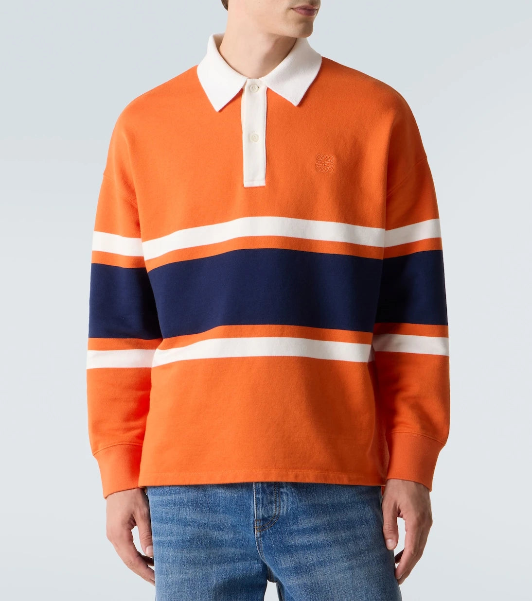 Loewe - Striped cotton fleece polo sweater