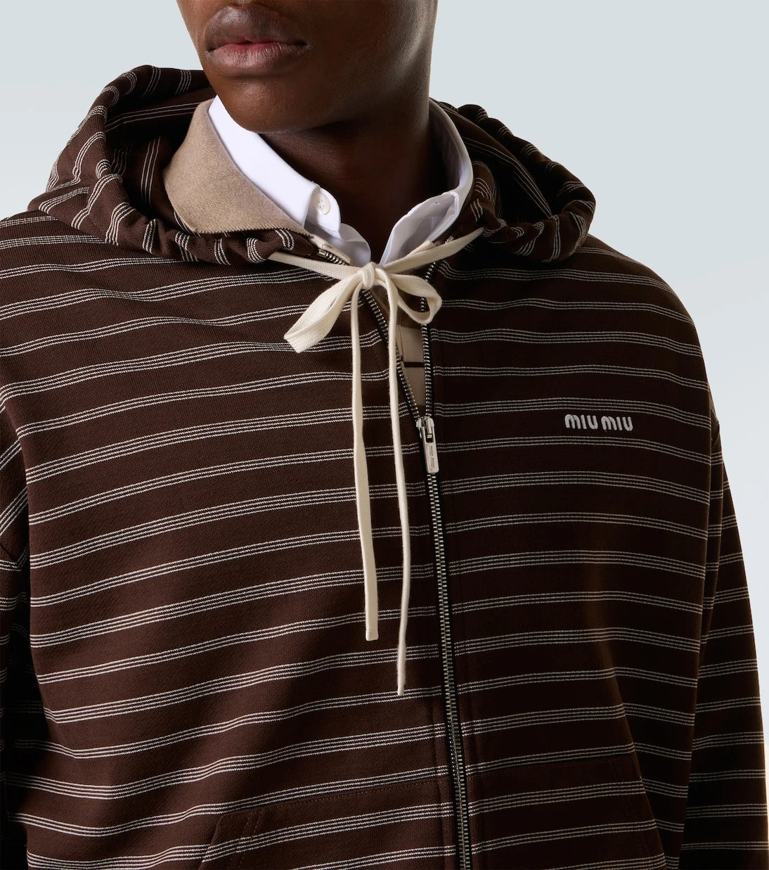 Miu Miu - Striped cotton hoodie