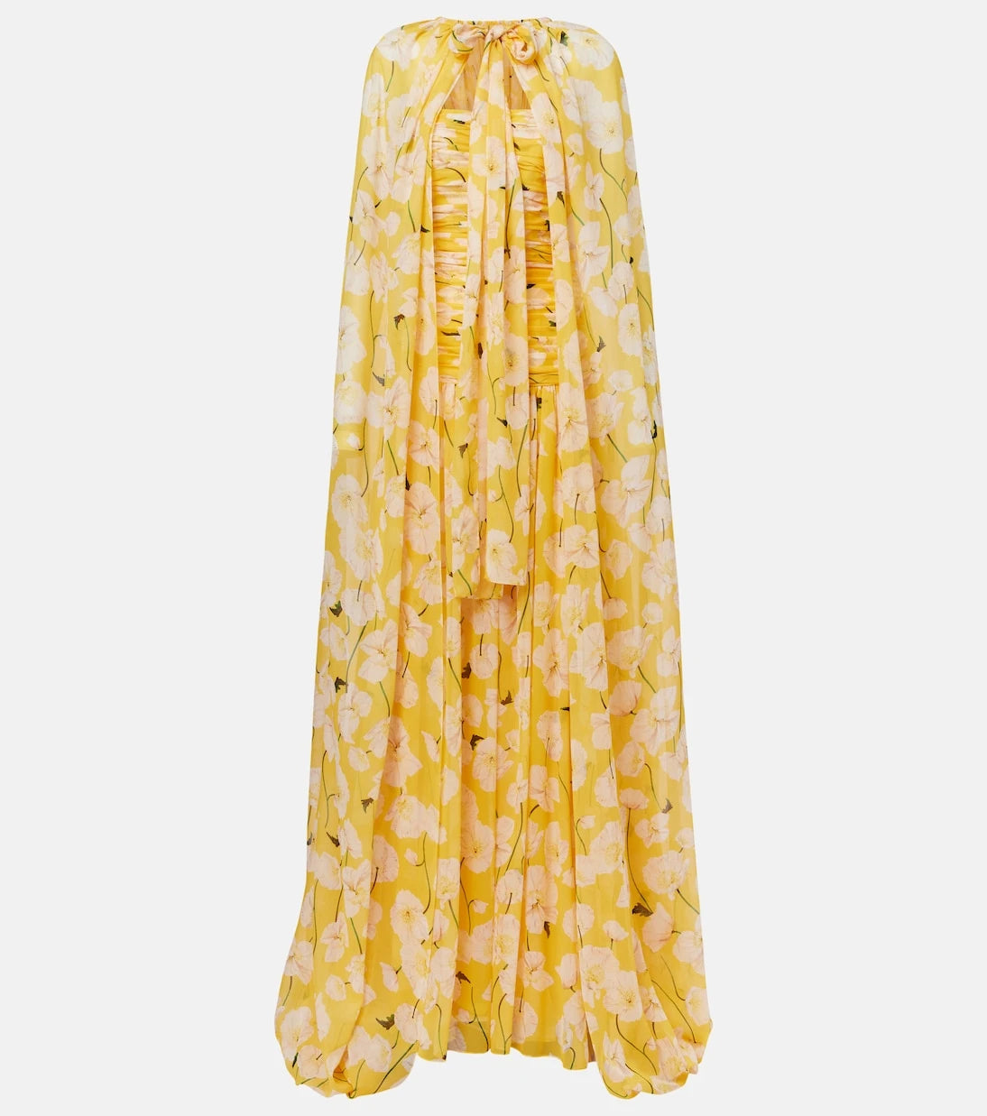 Carolina Herrera - Gathered caped silk gown