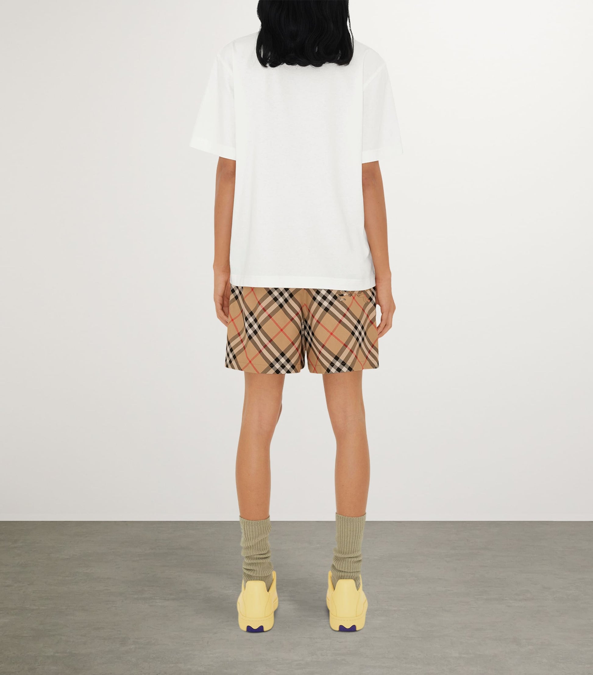 Burberry Yellow Twill Check Shorts