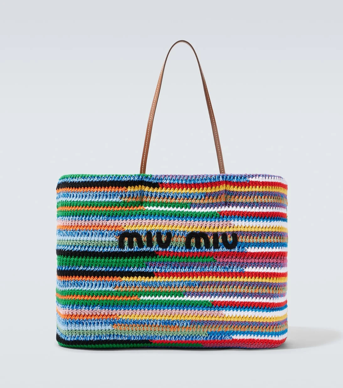 Miu Miu - Large crochet leather-trimmed tote bag