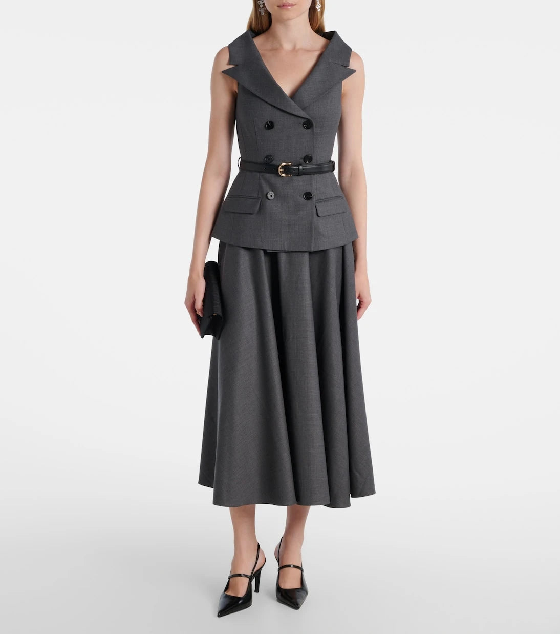 Self-Portrait - Wool-blend midi dress
